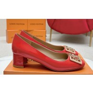 Louis Vuitton Patent Leather Madeleine Pumps Red with Dauphine LV Initials