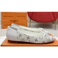 Louis Vuitton Monogram Canvas and Leather Flat Ballerinas with Bow White