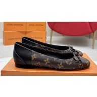 Louis Vuitton Monogram Canvas and Leather Flat Ballerinas with Bow Coffee