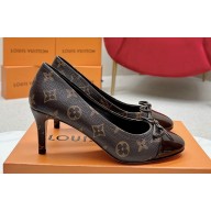 Louis Vuitton Monogram Canvas Coffee and Patent Leather Stiletto Heel Pumps with Bow