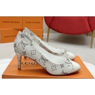 Louis Vuitton Monogram Canvas White and Patent Leather Stiletto Heel Pumps with Bow