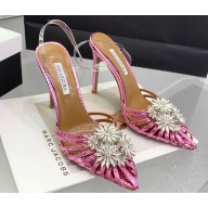 Aquazzura Heel 10.5cm Crystal Margarita Sling Pumps with clear PVC strap in Leather Pink 2024