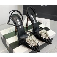 Aquazzura Heel 10.5cm Crystal Margarita Pumps Satin Black 2024