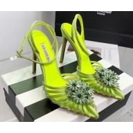 Aquazzura Heel 10.5cm Crystal Margarita Pumps Satin Green 2024