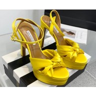 Aquazzura Heel 13.5cm Platform 4cm Olie Plateau Sandals in Satin Yellow 2024