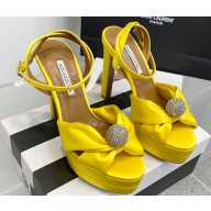 Aquazzura Heel 13.5cm Platform 4cm Yes Darling Sandals in Satin Yellow 2024