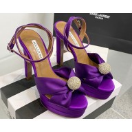 Aquazzura Heel 13.5cm Platform 4cm Yes Darling Sandals in Satin Purple 2024