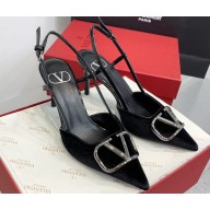 Valentino Heel 8cm Vlogo Signature Slingback Pumps Velvet Black 2024
