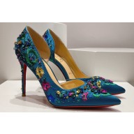 Christian Louboutin Heel 10cm Gem Artifice D'Orsay Pumps Blue 2024
