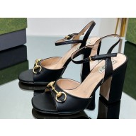 Gucci Heel 9cm Women's Horsebit sandals 771600 leather Black 2024