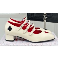 Carel Heel 4.5cm KINA naplack leather Mary Janes pumps Creamy 2024