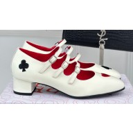 Carel Heel 4.5cm KINA naplack leather Mary Janes pumps White 2024