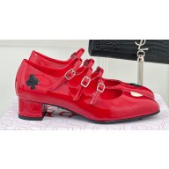 Carel Heel 4.5cm KINA naplack leather Mary Janes pumps Red 2024