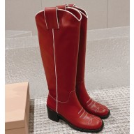 Miu Miu Leather boots 5W967D Red 2024