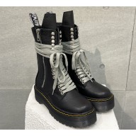 DR. MARTENS x Rick Owens Heel 5.5cm STROBE CALF LENGTH Boots in Black MATTE GRAINY COW LEATHER 2024
