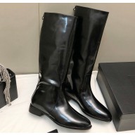 Saint Laurent Heel 3cm hunt boots in glazed leather 755237 Black 2024