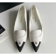 Chanel Crystal CC Logo Vintage Ballet Flats in Lambskin White 2024