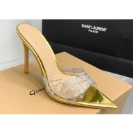 Gianvito Rossi Heel 6.5cm/8.5cm/10.5cm Elle Zebra Leather and PVC Mules Gold 2024