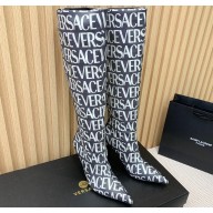 Versace Heel 11cm Allover Knee-High Boots Black 2024