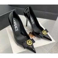 Versace Heel 11cm Gianni Ribbon Pumps Leather Patent Black 2024