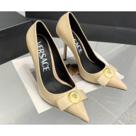 Versace Heel 11cm Gianni Ribbon Pumps Leather Patent Beige 2024