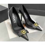 Versace Heel 11cm Gianni Ribbon Pumps Leather Black 2024
