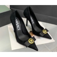 Versace Heel 11cm Gianni Ribbon Pumps Leather Suede Black 2024
