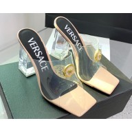 Versace Clear Heel 10cm Medusa hardware Alia Mules PVC Beige 2024