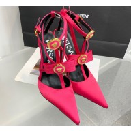 Versace Heel 10.5cm Gianni Ribbon Cage Satin Pumps Fuchsia 2024