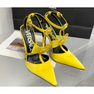 Versace Heel 10.5cm Gianni Ribbon Cage Satin Pumps Yellow 2024