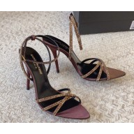 Saint Laurent Heel 10.5cm Ava Crystal-Embellished Satin sandals Coffee 01 2024