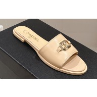 Chanel Shiny Calfskin & Metal Mules G45172 Beige 2024