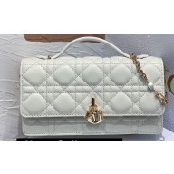 Miss Dior Mini Bag in Cannage Lambskin White with Removable jewel chain 2024