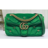 Gucci GG Marmont small shoulder bag 443497 velvet Green with small Double G studs 2024