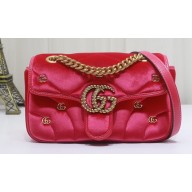 Gucci GG Marmont Mini shoulder bag 446744 velvet Pink with small Double G studs 2024