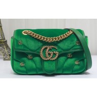 Gucci GG Marmont Mini shoulder bag 446744 velvet Green with small Double G studs 2024
