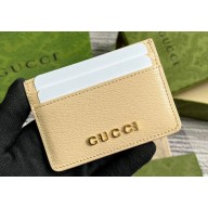 Gucci Card case with Gucci script 773428 leather Light Beige 2024