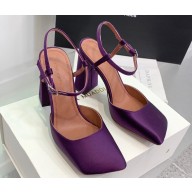 Amina Muaddi Heel 9.5cm Charlotte Pumps Satin Purple 2024