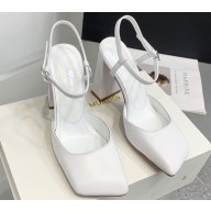 Amina Muaddi Heel 9.5cm Charlotte Pumps Satin White 2024