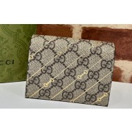 Gucci Card case wallet with Horsebit print 774332 GG canvas and Light pink leather trim 2024