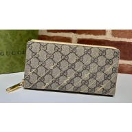 Gucci Zip around wallet with Horsebit print 774331 GG canvas and Light pink leather trim 2024