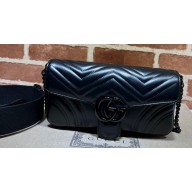 Gucci GG Marmont shoulder bag 734814 leather Black with Brass hardware 2024