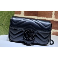 Gucci GG Marmont Super Mini shoulder bag 476433 leather Black with Brass hardware 2024