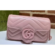 Gucci GG Marmont Super Mini shoulder bag 476433 leather Pink with Brass hardware 2024