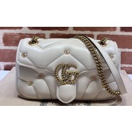 Gucci GG Marmont small shoulder bag 443497 Leather White with small Double G studs 2024