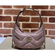 Gucci GG Marmont half-moon-shaped Mini bag 770983 Leather Nude Pink with small Double G studs 2024