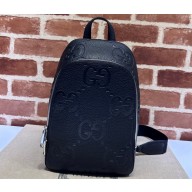 Gucci Jumbo GG Leather crossbody bag 766937 Black