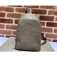 Gucci Jumbo GG Leather crossbody bag 766937 Gray