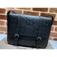 Gucci Jumbo GG Leather medium messenger bag 760234 Black