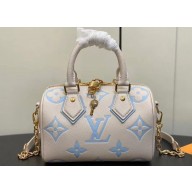 Louis Vuitton Monogram Empreinte leather Speedy Bandoulière 20 Bag M46397 creamy/Blue 2024